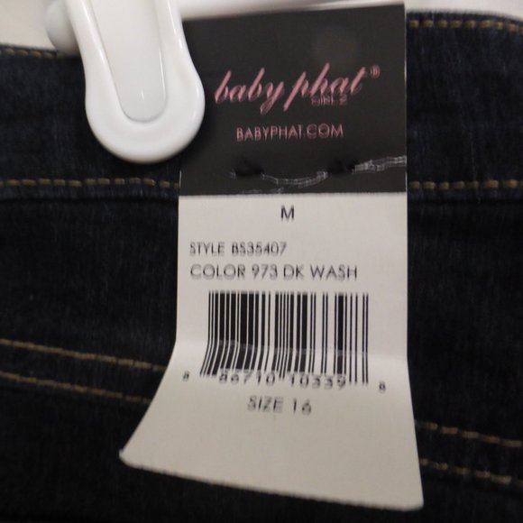 BABY PHAT GIRLS, size 16, stretch, denim shorts, sequin design back pockets BNWT - Picture 10 of 16